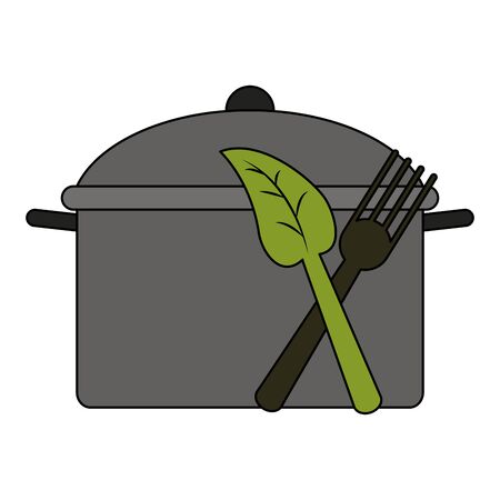 healthy and balanced food mint with cooking pot cartoon vector illustration graphic designのイラスト素材