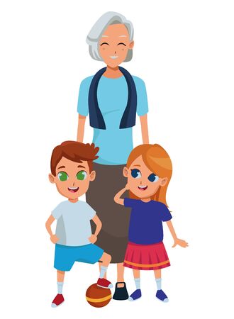 Family grandmother hand of with grandchildrens cartoons vector illustration graphic designのイラスト素材