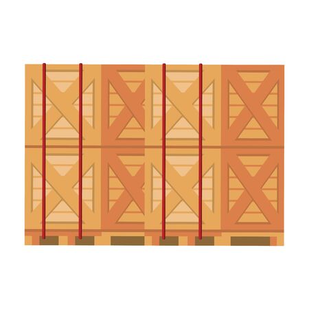 Merchandise wooden boxes piled up vector illustrationのイラスト素材