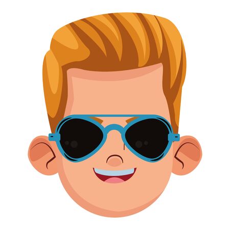 little kid smiling with sunglasses avatar cartoon character profile picture portraitのイラスト素材