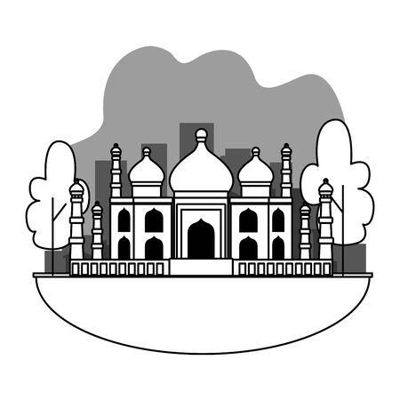 India taj mahal in the city scenery vector illustration graphic designのイラスト素材