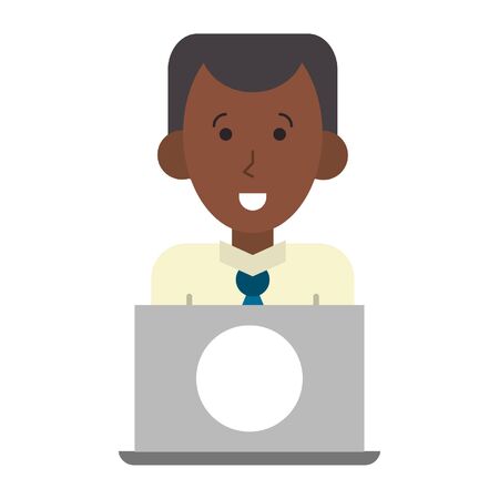 man with laptop icon cartoon vector illustration graphic designのイラスト素材