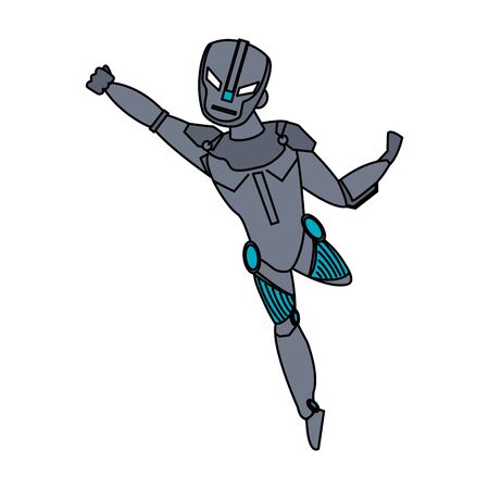 super hero cyborg robot man comic retro cartoon vector illustration graphic designのイラスト素材