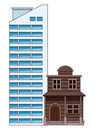 Urban buildings and city architecture, modern classics and antiques real estates edifices vector illustration graphic design.のイラスト素材