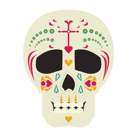mexican culture mexico festival, dia de los muertos skull cartoon vector illustration graphic designのイラスト素材