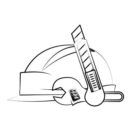 engineering construction factory industry, heavy work tools equipment isolated cartoon vector illustration graphic designのイラスト素材