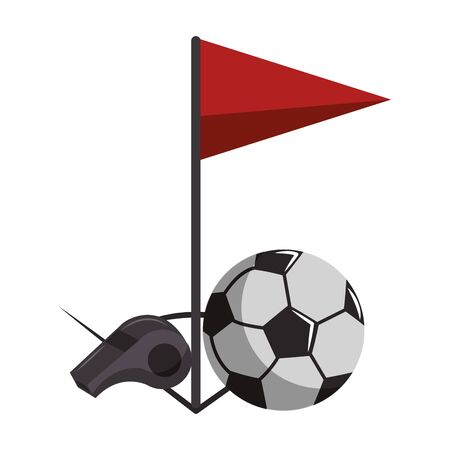 Soccer sport game referee whistle and ball with red flag isolated vector illustration graphic designのイラスト素材