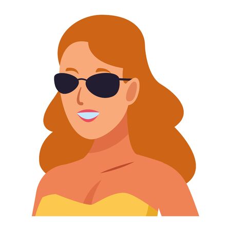 Woman smiling with sunglasses profile cartoonのイラスト素材