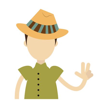 hipster boy with vintage hat and isolated symbol Vector design illustrationのイラスト素材