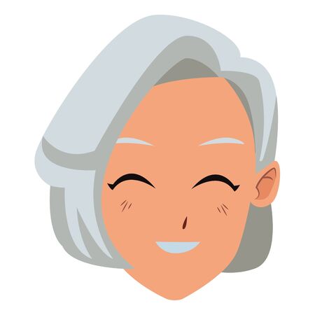 old woman smiling and happy portrait isolated vector illustration graphic designのイラスト素材