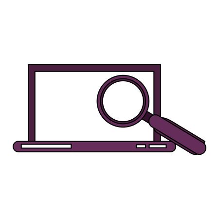 laptop mobile technology hardware looking for information and analyzing system cartoon vector illustration graphic designのイラスト素材