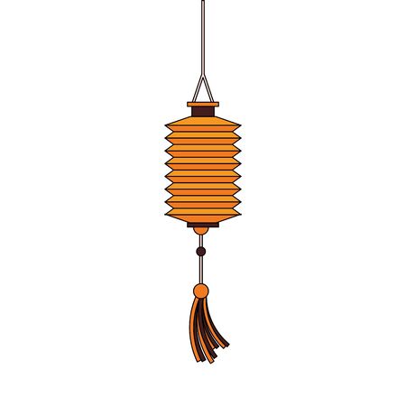 oriental chinese lantern lamp yellow light decoration cartoon vector illustration graphic designのイラスト素材
