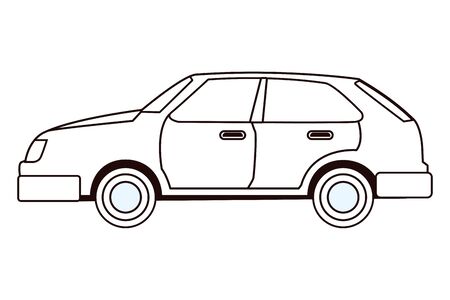 Modern coupe car vehicle sideview in black and white vector illustration graphic design.のイラスト素材