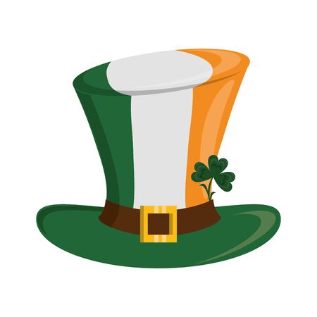 saint patricks day irish tradition leprechaun hat ireland flag with clover cartoon vector illustration graphic designのイラスト素材