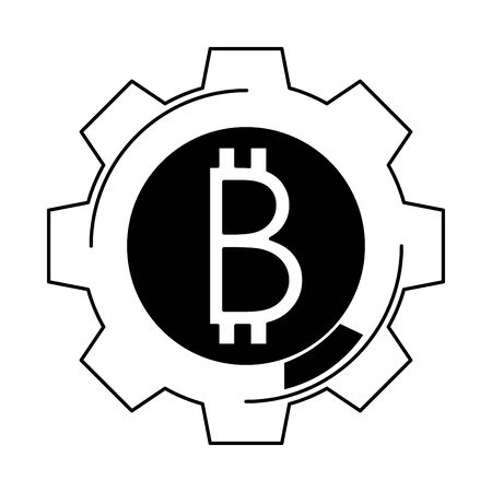 Bitcoin cryptocurrency coin gear shape isolated symbol vector illustration graphic designのイラスト素材