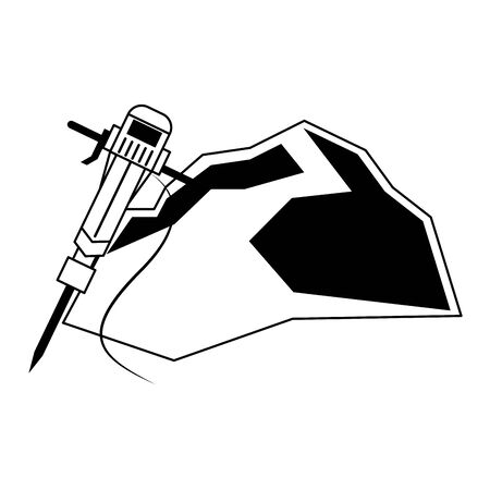 Mining drill and rocks work equipment vector illustration graphic designのイラスト素材