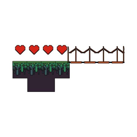 videogame pixelated retro art digital entertainment, hearts with luxury barricade cartoon vector illustration graphic designのイラスト素材