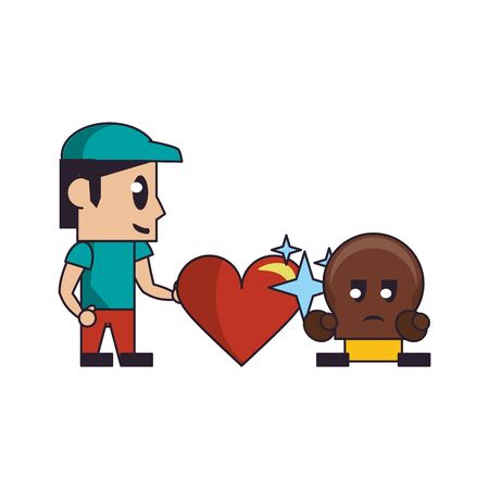 Videogames plumber with heart and enemy character cartoons vector illustration graphic designのイラスト素材