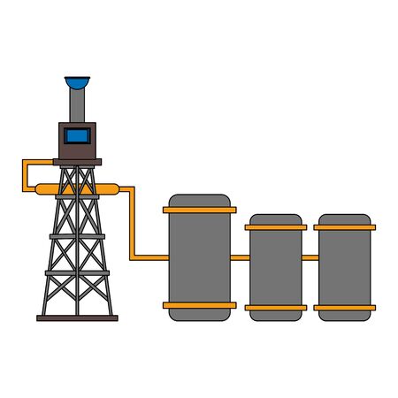 oil refinery gas factory industry petrochemical petroleum oil rig plant cartoon vector illustration graphic designのイラスト素材