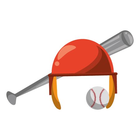 baseball equiment elements ball, aluminum bat and batter helmet icon cartoon vector illustration graphic designのイラスト素材