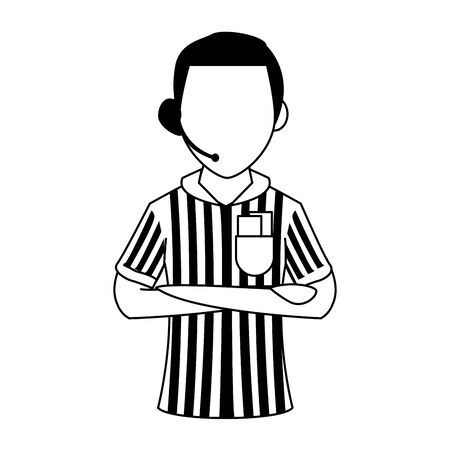 Soccer referee with card and earphones profile cartoon isolated vector illustration graphic designのイラスト素材