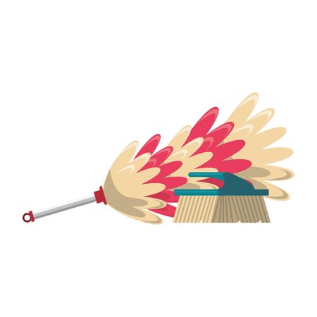 cleaning equipment and products cobweb brush and toilet brush vector illustration graphic design.のイラスト素材