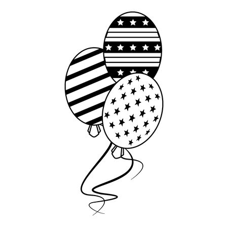 usa american independence 4th july patriotic happy celebration united states balloons isolated cartoon vector illustration graphic designのイラスト素材