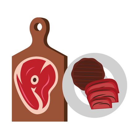 Barbecue food steak on table with burger in dish vector illustration graphic designのイラスト素材