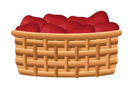 farm, animals and farmer wicker basket icon cartoon vector illustration graphic designのイラスト素材