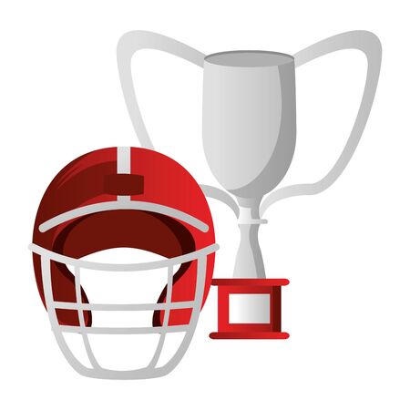 american football sport game champion trophy with player helmet cartoon vector illustration graphic designのイラスト素材