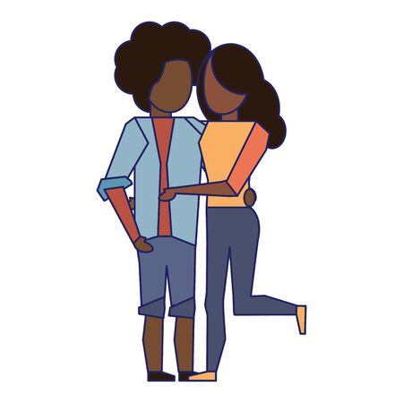 Boyfriend and girlfriend young couple faceless avatar cartoon vector illustration graphic designのイラスト素材