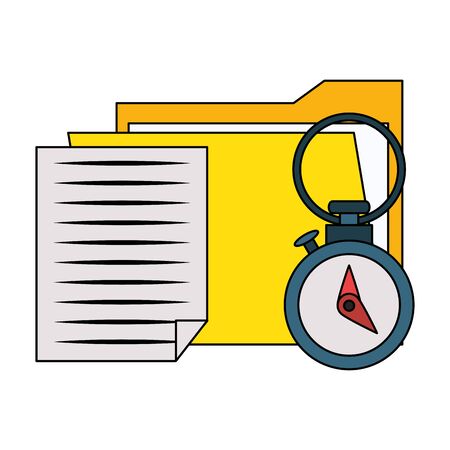 documents files system archives with chronometer cartoon vector illustration graphic designのイラスト素材