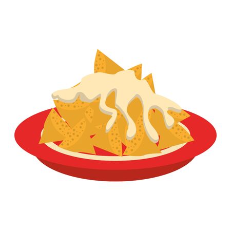 mexico culture and foods cartoons plate with nachos and melted cheese vector illustrationgraphic designのイラスト素材