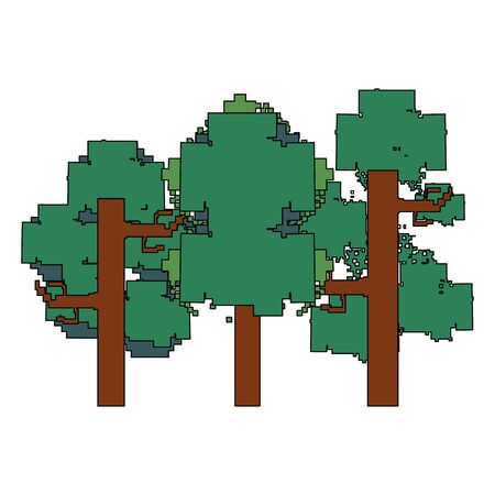 videogame pixelated retro art digital entertainment, tree isolated cartoon vector illustration graphic designのイラスト素材