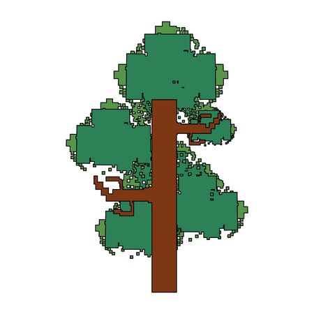 videogame pixelated retro art digital entertainment, tree isolated cartoon vector illustration graphic designのイラスト素材
