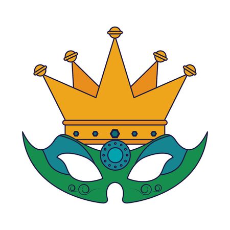 party mask with crown festive carnival costume celebration decoration cartoon vector illustration graphic designのイラスト素材