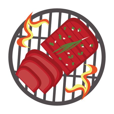 Barbecue food steaks cooking in grill vector illustration graphic designのイラスト素材