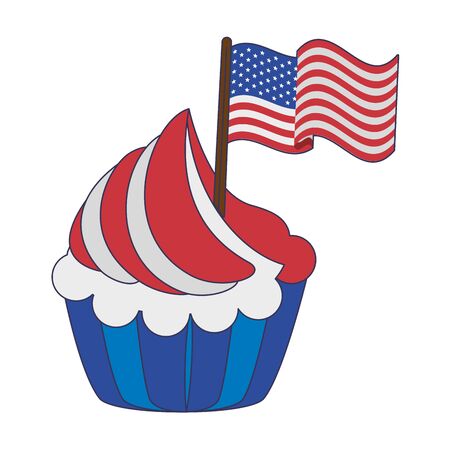 usa american independence 4th july patriotic happy celebration united states cupcake isolated cartoon vector illustration graphic designのイラスト素材
