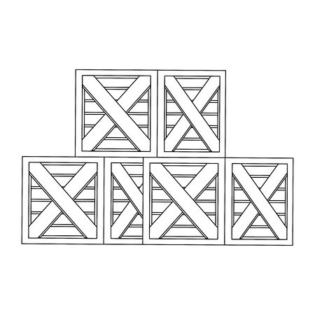 Merchandise wooden boxes piled up vector illustrationのイラスト素材