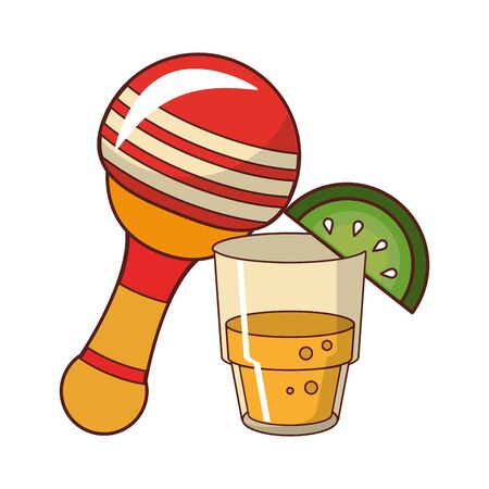 mexico culture and foods cartoons glass lemon cut on the edge also the rattle vector illustration graphic designのイラスト素材