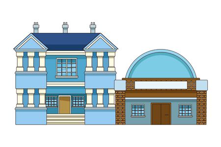 Urban buildings and city architecture, modern classics and antiques real estates edifices vector illustration graphic design.のイラスト素材