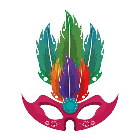 party mask festive carnival costume celebration decoration with feathers cartoon vector illustration graphic designのイラスト素材