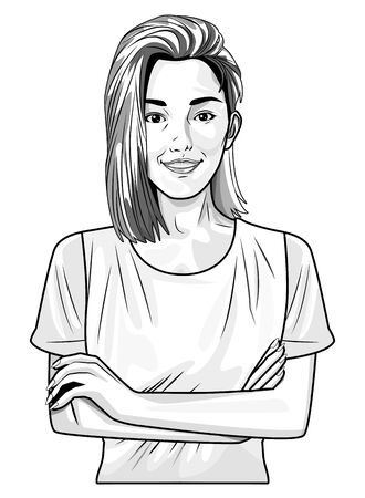Pop art beautiful woman smiling with casual clothes cartoon ,vector illustration graphic design.のイラスト素材