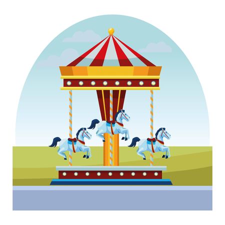 carousel fun in the morning isolated vector illustration graphic designのイラスト素材
