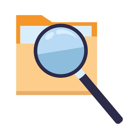 documents folder files with magnifying glass icon cartoonのイラスト素材