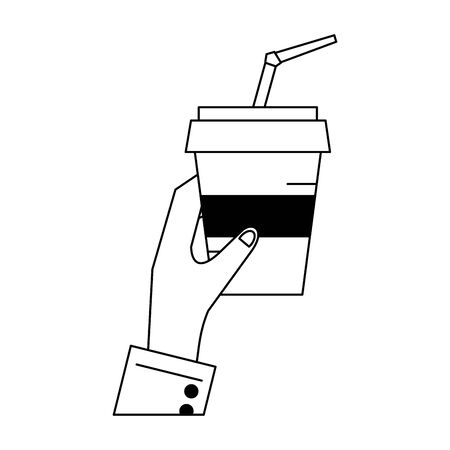 Hand grabbing soda cup with straw vector illustration graphic designのイラスト素材