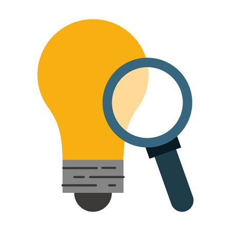 Bulb light and magnifying glass symbols vector illustration graphic designのイラスト素材