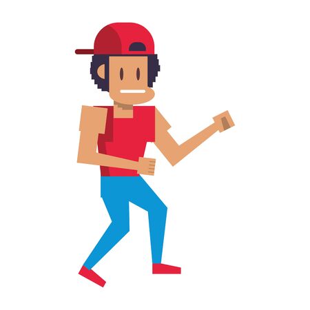 Retro videogame gangster pixelated cartoon vector illustration graphic designのイラスト素材