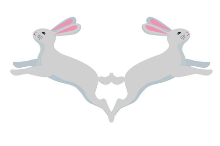 group of rabbits animals playing cartoons ,vector illustration graphic design.のイラスト素材