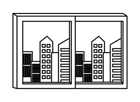 Windows with cityscape view cartoon ,vector illustration graphic design.のイラスト素材